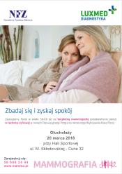 Bezpłatne badania mammograficzne dla kobiet w wieku 50-69 lat w marcu 2018 - Głuchołazy ( Powiat Nyski )